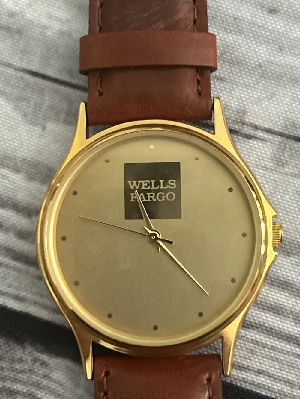 Wells Fargo Gold Tone Brown Band Women’s Quartz Watch